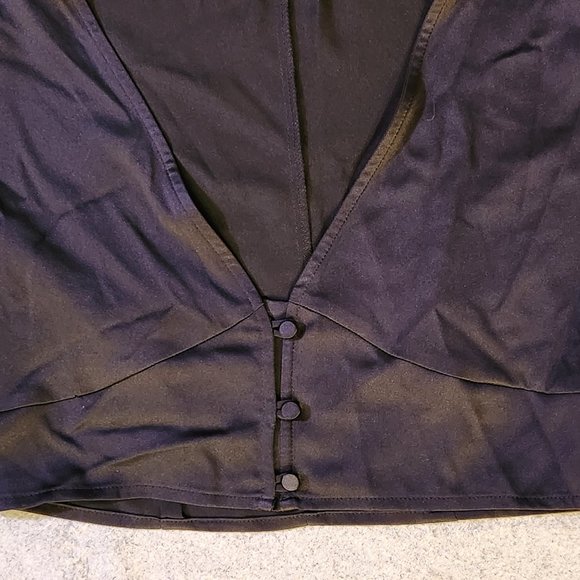 DANIELLE BERNSTEIN Womens Black Button Front Short Cropped Top - Medium - NEW - Picture 3 of 5